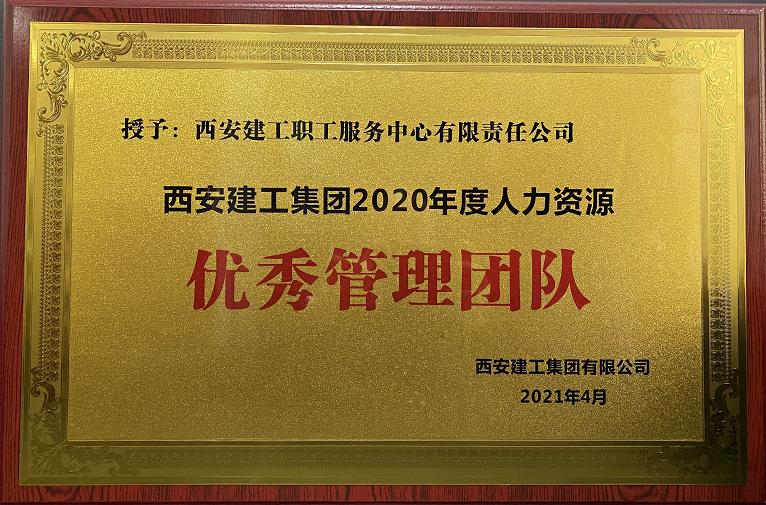 2020年度集團人力資源條線 “優(yōu)秀管理團隊”榮譽稱號